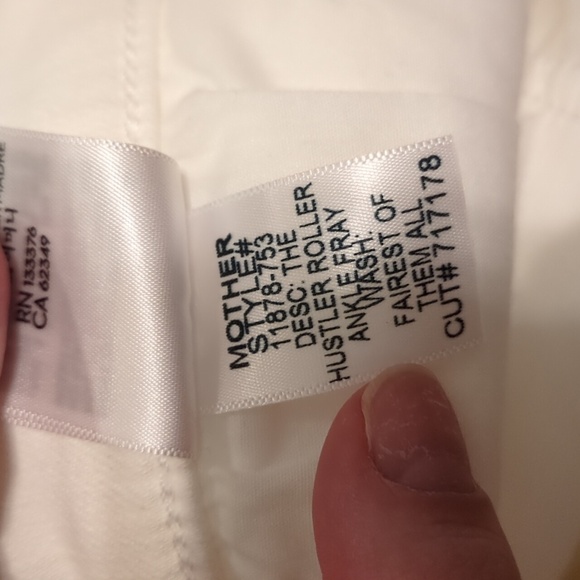 Mother white the hustler roller ankle fray high rise wide leg cropped jeans - Picture 13 of 14